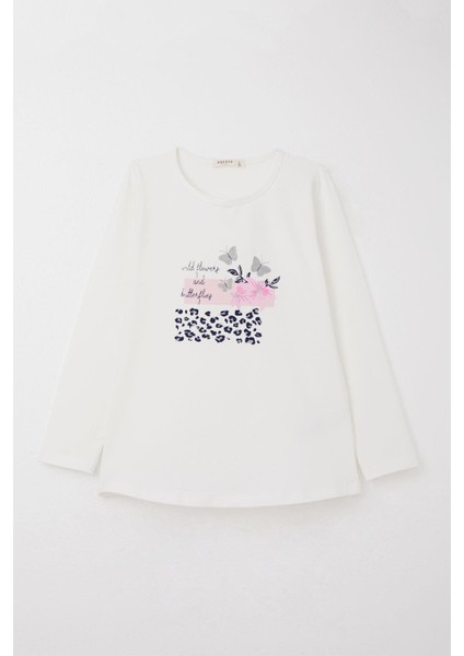 Kız Çocuk Taytlı Takım Çiçek & Simli Kelebek Baskılı 4-8 Yaş, Beyaz fiyatları