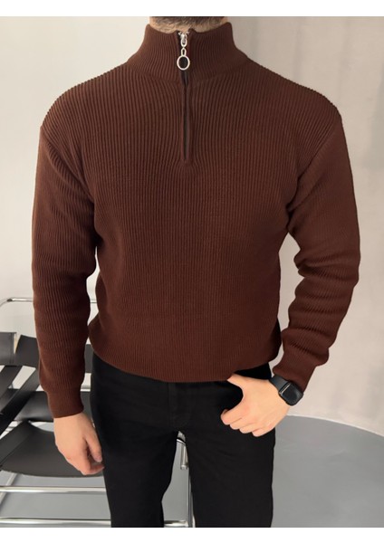 Erkek Yarım Fermuarlı Dik Yaka Kalın Kazak Triko fiyatları