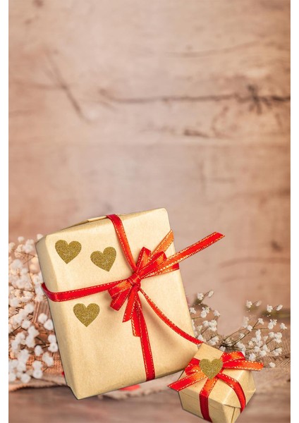 Simli Eva Kalp Paketleme Dekor Süsü Altın 4 cm 12'li