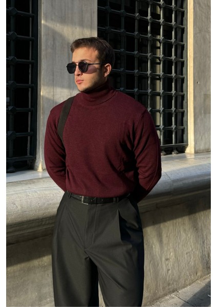 Erkek Yünlü Normal Kalıp Tam Balıkçı Boğazlı Yaka Triko Kazak fiyatları