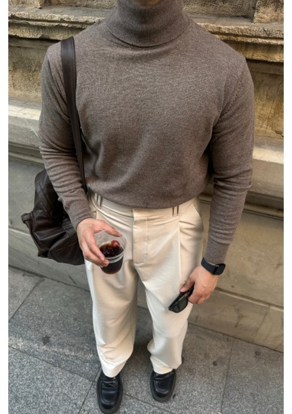 Erkek Yünlü Normal Kalıp Tam Balıkçı Boğazlı Yaka Triko Kazak fiyatları