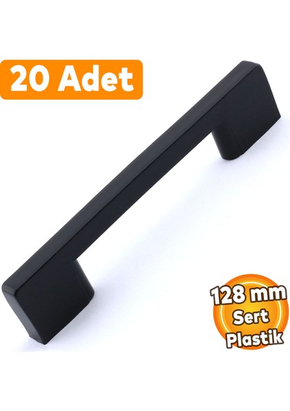 (Sert Plastik) 20 Adet Köprü 128 mm Siyah Mobilya Mutfak Çekmece Dolabı Dolap Kulbu Kulpu Kulpları