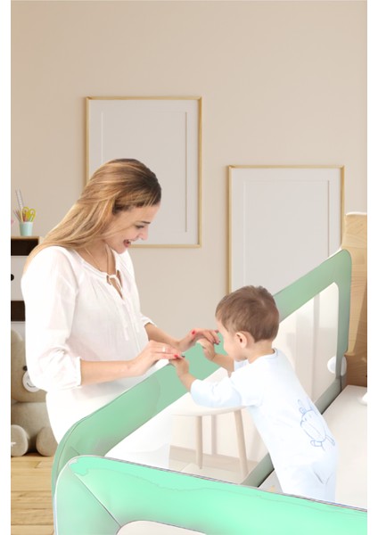 83 cm Yatak Bariyeri Yeşil Katlanır Baza Korkuluğu Foldable Bed Rail For Baby
