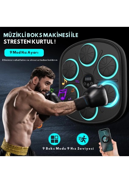 Boks Eğitim Makinesi Müzikli Bluetooth Hoparlör Boks Egzersizi Makinesi