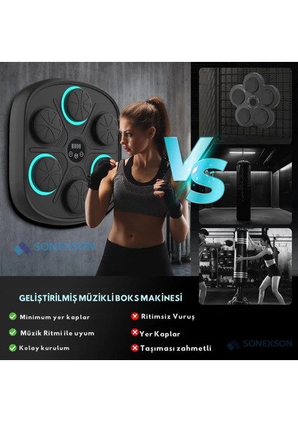 Boks Eğitim Makinesi Müzikli Bluetooth Hoparlör Boks Egzersizi Makinesi