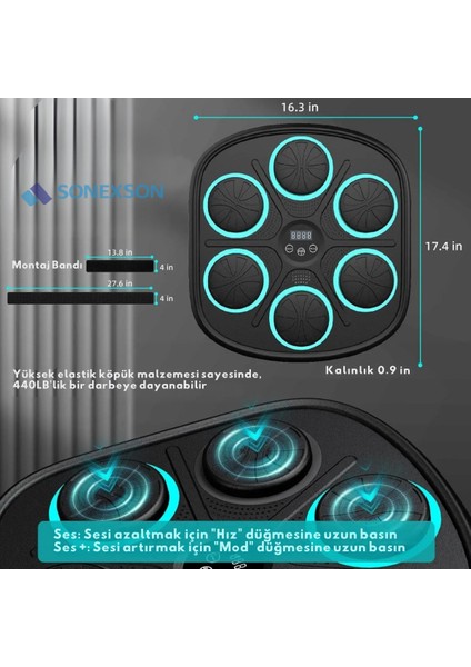 Boks Eğitim Makinesi Müzikli Bluetooth Hoparlör Boks Egzersizi Makinesi