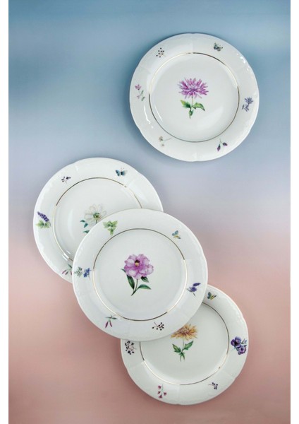 Spring Flowers Altın Yaldızlı 4 Parça Porselen Servis Tabağı fiyatları