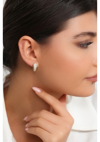 Kadın 925 Ayar Gümüş Zirkon Taşlı Küpe