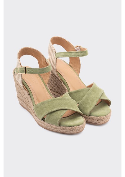 Carol Yeşil Deri Süet Dolgu Topuklu Kadın Sandalet fiyatları