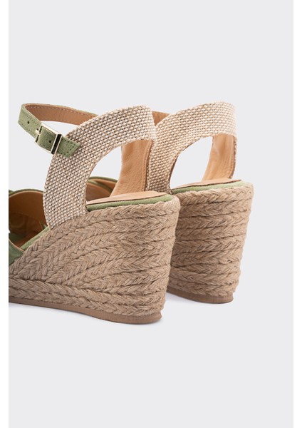 Carol Yeşil Deri Süet Dolgu Topuklu Kadın Sandalet fırsatları