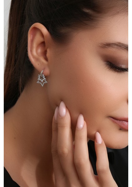 Kadın 925 Ayar Gümüş Zirkon Taşlı Küpe