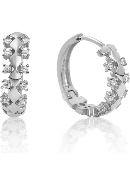 Kadın 925 Ayar Gümüş Zirkon Taşlı Küpe fırsatları