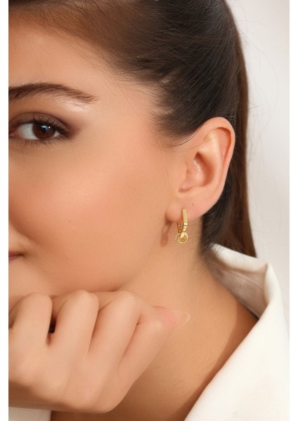 Kadın 925 Ayar Gümüş Zirkon Taşlı Küpe