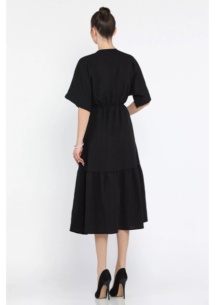 Bel Bağlamalı V Yaka Kadın Elbise modelleri