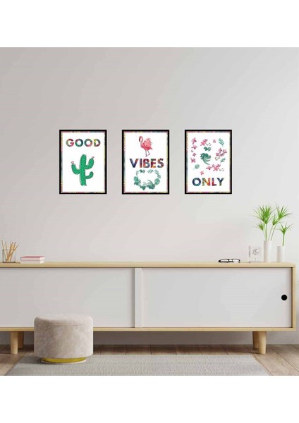 Goods Vibes Only Tasarım Duvar Panosu 3'lü Set