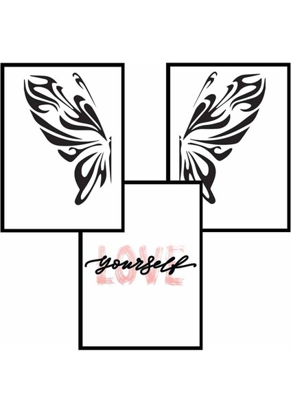 Kelebek Motto Tasarım Duvar Panosu 3'lü Set fiyatları