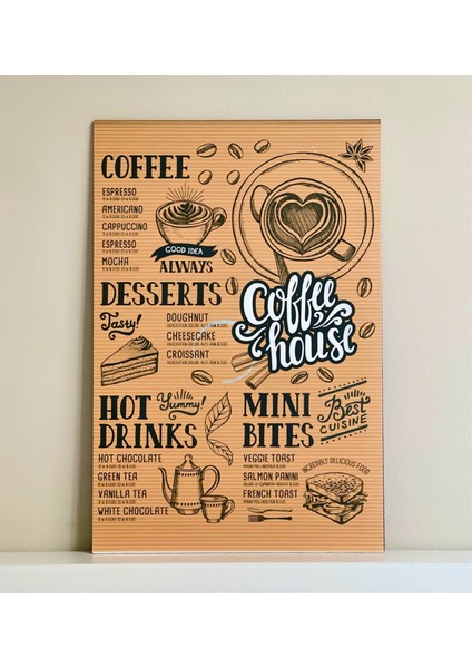 Coffe House Tasarımlı Duvar Panosu 3'lü Set modelleri