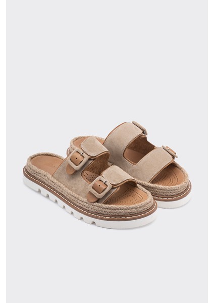 Zaria Bej Deri Çift Bantlı Kadın Terlik fiyatları