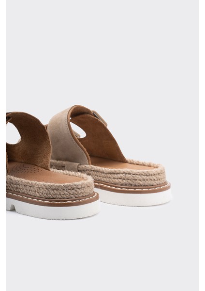 Zaria Bej Deri Çift Bantlı Kadın Terlik fırsatları