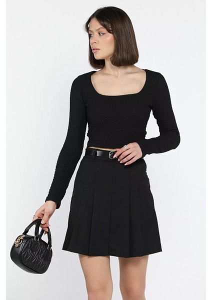 Kadın Bel Kemerli Içi Şortlu Pileli Etek fiyatları