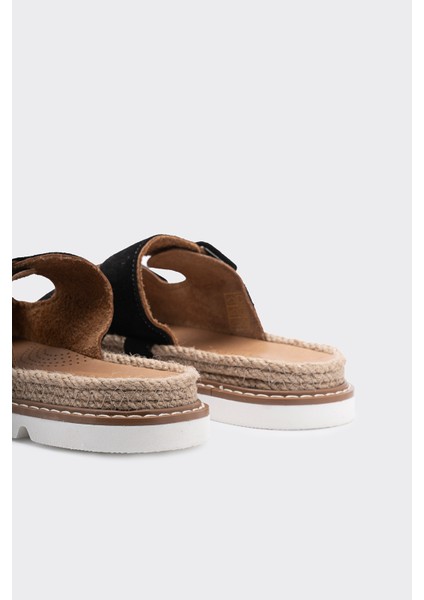 Zaria Siyah Deri Çift Bantlı Kadın Terlik fırsatları