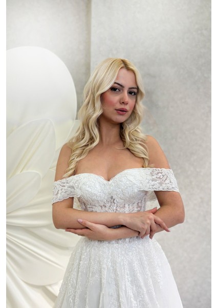 Amanda | Balenli Işleme Dantelli Gelinlik