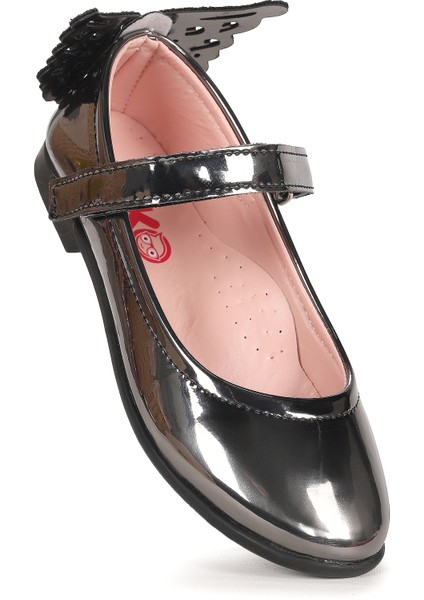 Friga Kelebek Cırtlı Kız Çocuk Babet Ayakkabı Platin