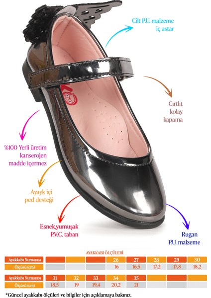 Friga Kelebek Cırtlı Kız Çocuk Babet Ayakkabı Platin fiyatları