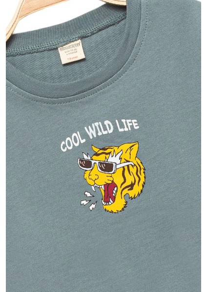 Erkek Çocuk Pamuklu Baskılı Yeşil Sweatshirt - Rahat ve Havalı modelleri
