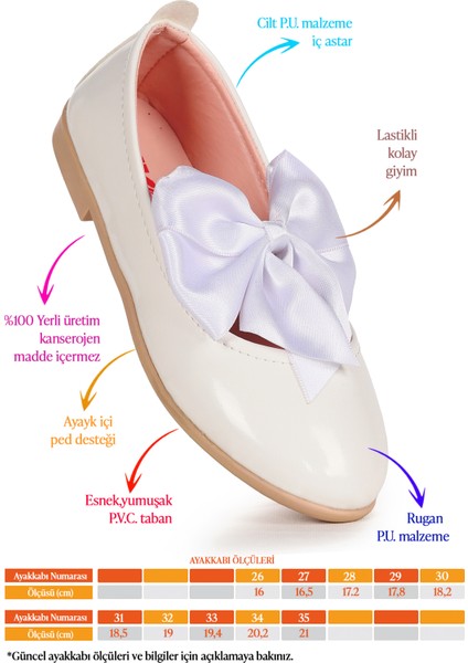 Tari Fiyonk Lastikli Kız Çocuk Babet Ayakkabı Beyaz fiyatları