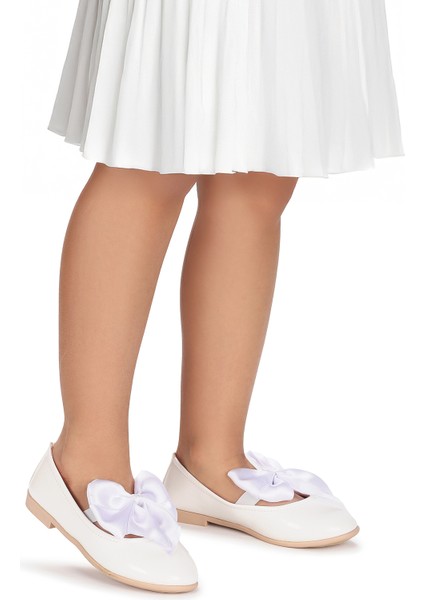 Tari Fiyonk Lastikli Kız Çocuk Babet Ayakkabı Beyaz modelleri