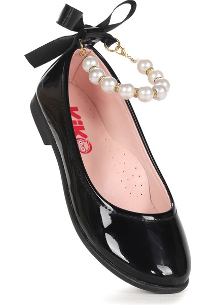 Blanch Incili Lastikli Kız Çocuk Babet Ayakkabı Siyah