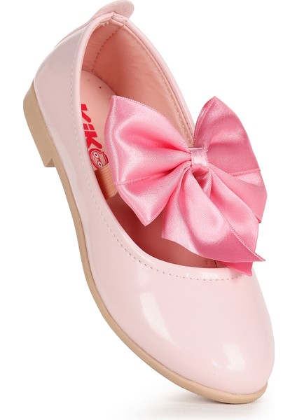 Tari Fiyonk Lastikli Kız Çocuk Babet Ayakkabı Pudra