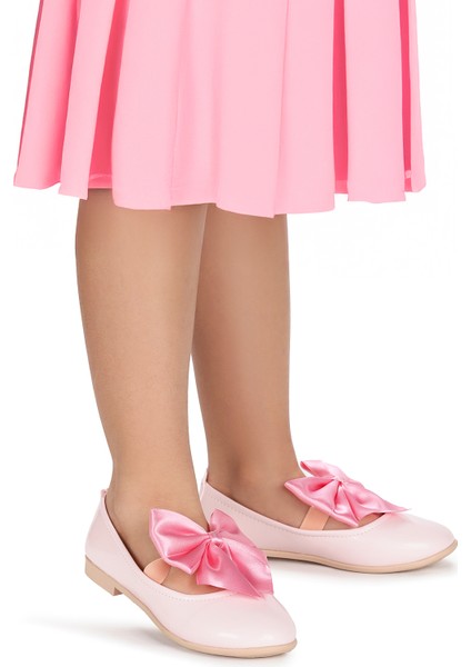 Tari Fiyonk Lastikli Kız Çocuk Babet Ayakkabı Pudra modelleri