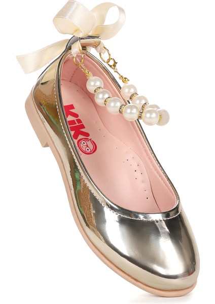 Blanch Incili Lastikli Kız Çocuk Babet Ayakkabı Altın