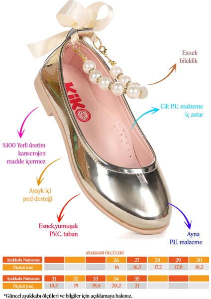 Blanch Incili Lastikli Kız Çocuk Babet Ayakkabı Altın fiyatları