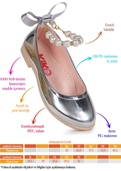 Blanch Incili Lastikli Kız Çocuk Babet Ayakkabı Gümüş fiyatları