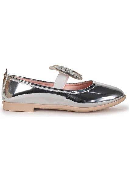 Menz Kelebek Lastikli Kız Çocuk Babet Ayakkabı Gümüş fırsatları