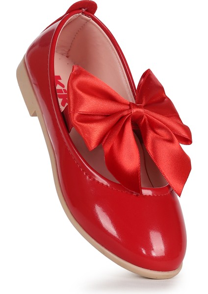 Tari Fiyonk Lastikli Kız Çocuk Babet Ayakkabı Kırmızı