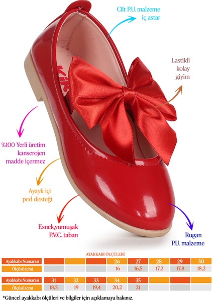 Tari Fiyonk Lastikli Kız Çocuk Babet Ayakkabı Kırmızı fiyatları