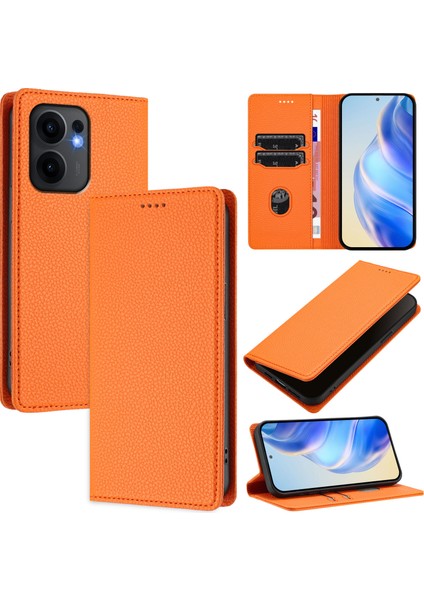 Oppo RENO13 F 5g Cüzdan Rfıd Engelleme Litchi Doku Deri Kapak (Yurt Dışından)