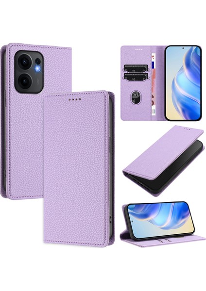 Oppo RENO13 F 5g Cüzdan Rfıd Engelleme Litchi Doku Deri Kapak (Yurt Dışından)