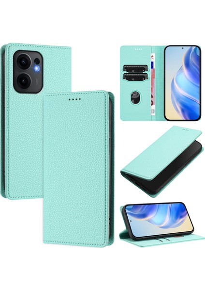 Oppo RENO13 F 5g Cüzdan Rfıd Engelleme Litchi Doku Deri Kapak (Yurt Dışından)