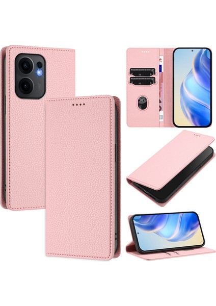 Oppo RENO13 F 5g Cüzdan Rfıd Engelleme Litchi Doku Deri Kapak (Yurt Dışından)