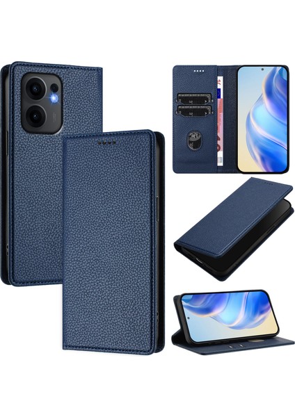 Oppo RENO13 F 5g Cüzdan Rfıd Engelleme Litchi Doku Deri Kapak (Yurt Dışından)
