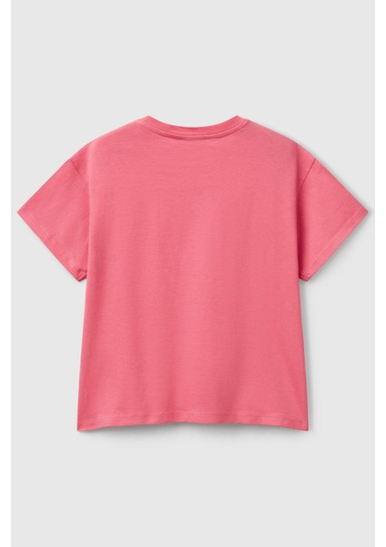 Pamuklu Payetli Boxy Fit Bisiklet Yaka T Shirt Kız Çocuk T Shirt 3ı1xc10ny fiyatları