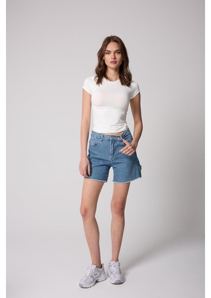 Kadın T-Shirt Likralı Slim Fit Kısa Kol Bisiklet Yaka Beyaz Basic - 2503 fırsatları