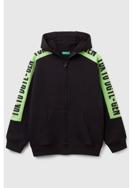 Pamuklu Şeritli Regular Fit Kapüşonlu Sweat Erkek Çocuk Sweat 3J68C504R