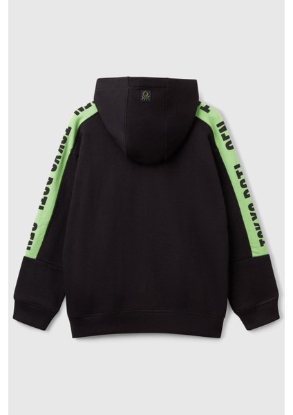 Pamuklu Şeritli Regular Fit Kapüşonlu Sweat Erkek Çocuk Sweat 3J68C504R fiyatları