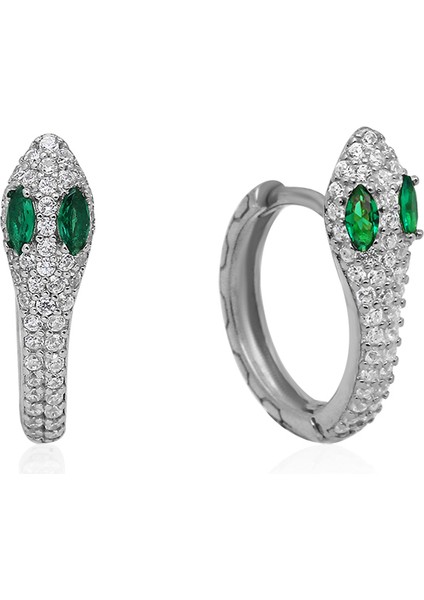 Kadın 925 Ayar Gümüş Zirkon Taşlı Yılan Küpe fırsatları